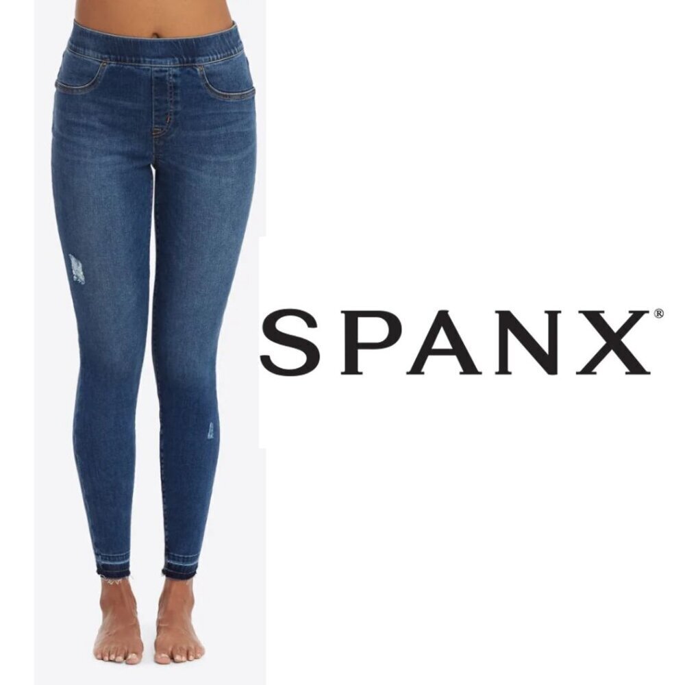 Spanx Distressed Skinny Jeans #20203R - Blue - Size Medium